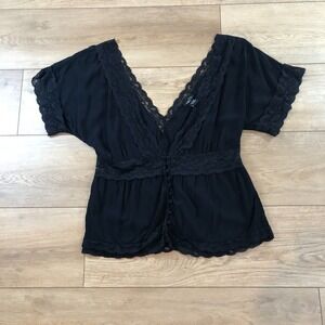 VTG Y2K Rue 21 Top Babydoll Fairy Whimsigoth Grunge Witchy Semi Sheer Large